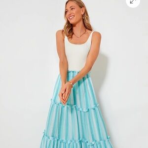Brand new BNWT Tuckernuck Pomander Place Aquamarine stripe gauze Prado skirt ☀️